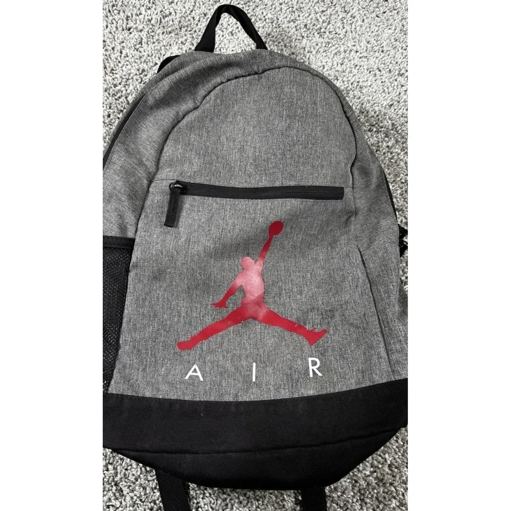 Air Jordan Youth School Backpack Gray Red Jumpman